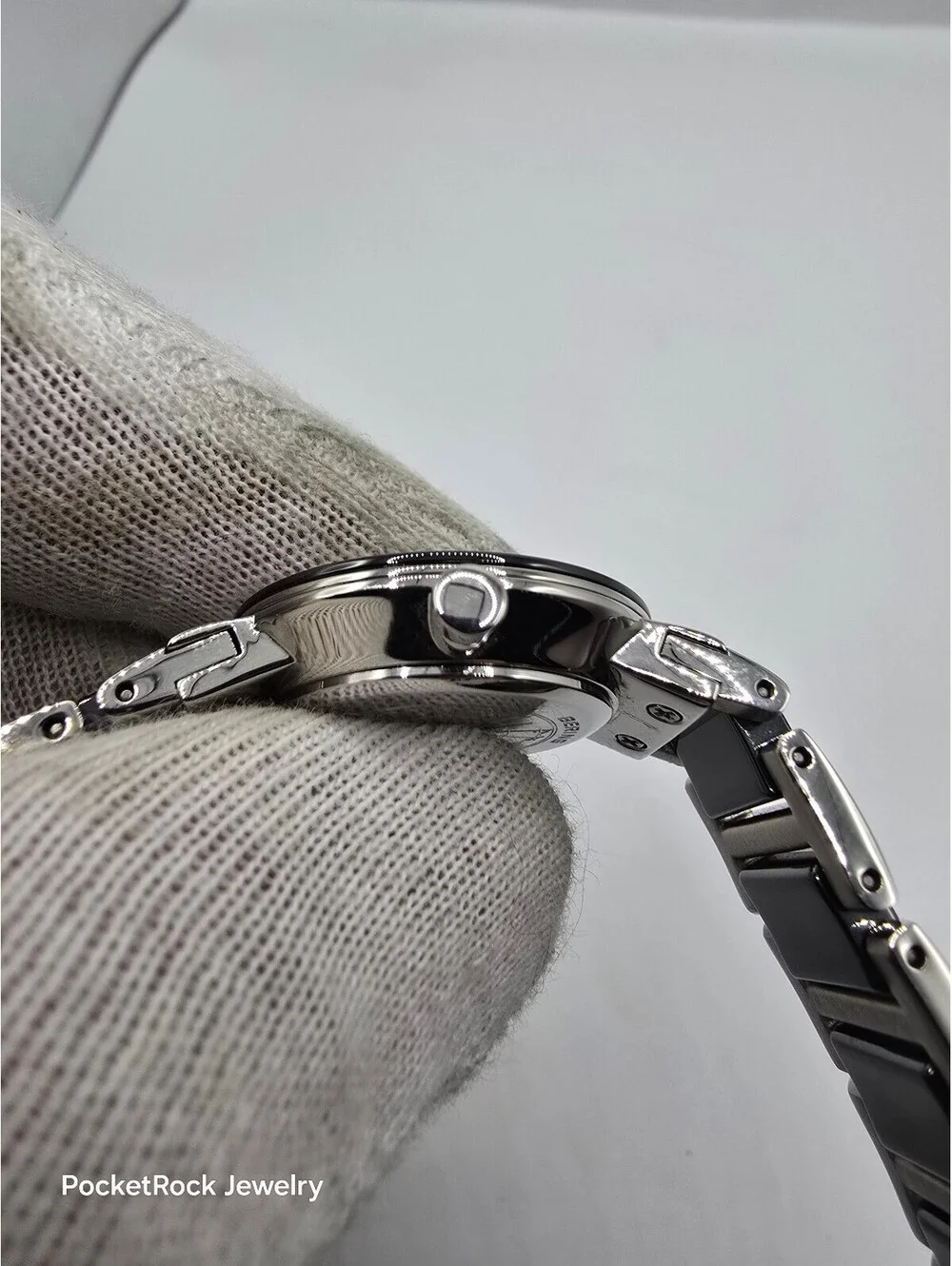 BERING Women’s Quartz Analog Black Dial Diamond Markers Ceramic Bracelet 50m